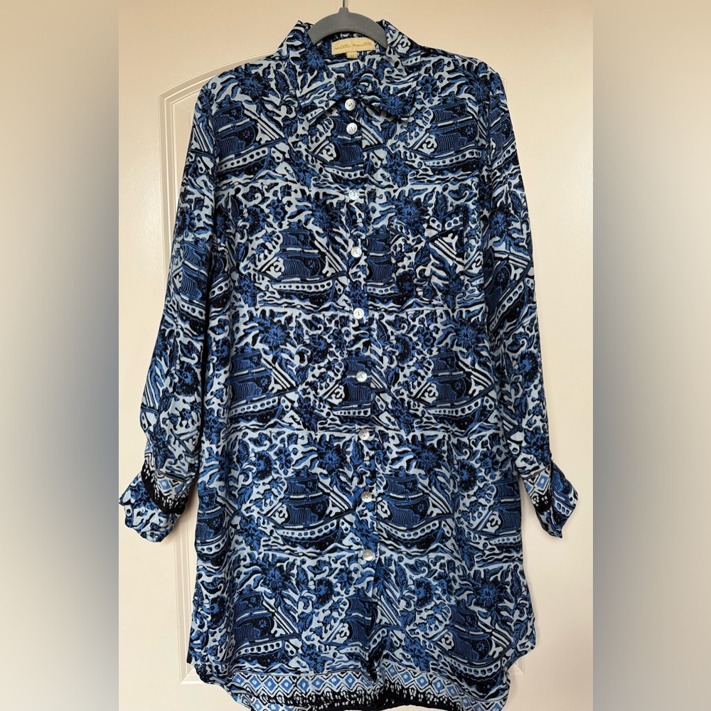 Natalie Martin Blue and White Patterned Dress